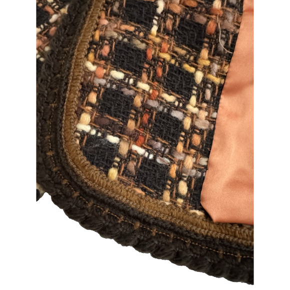 Allen Schwartz Blazer 10 Black Orange Boucle Tweed Woven Jacket Vintage Y2K - Picture 13 of 13